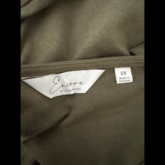 Encore Idina Menzel Romper Olive Green Knit Sleeveless V-Neck Jumpsuit 2X - Picture 13 of 13